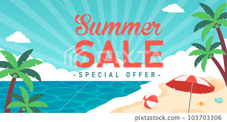 SUMMER SALE (summer sale / summer sale) vector banner illustration (horizontal size) 103703306