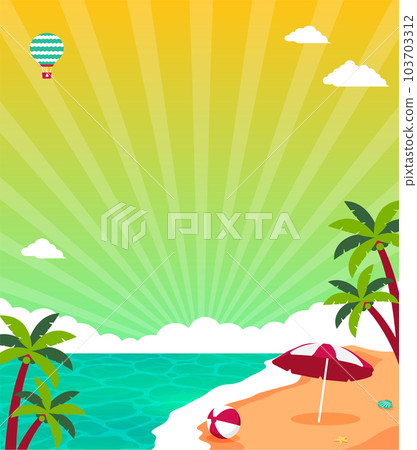 夏季、大海、海水浴、熱帶矢量背景圖（設計空間、複製空間） 103703312
