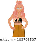 Boho Chic Cute Cartoon Character. Vector Illustration 103703507