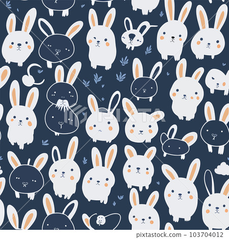 Seamless pattern with rabbit cartoons 103704012