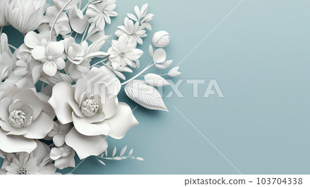 papercraft 花柔和的藍色背景 papercraft 花柔和的藍色背景 103704338