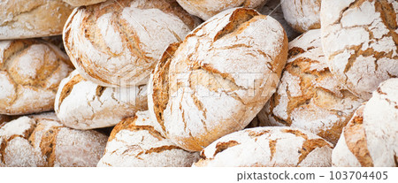 Fresh loaves of rye or wheat bread Fresh loaves of rye or wheat bread 103704405