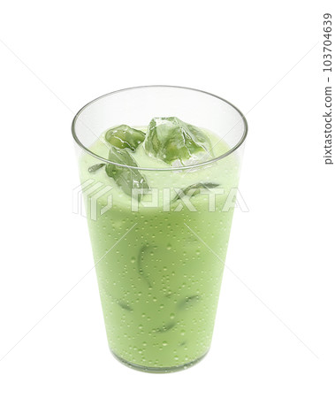 Illustration real of matcha ole in a glass Illustration real of matcha ole in a glass 103704639