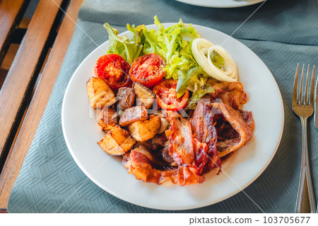 Breakfast served at the restaurant 103705677