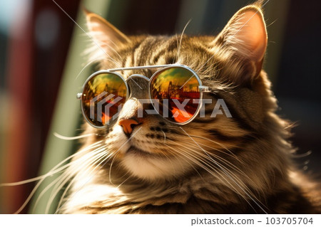 戴墨鏡的貓（人工智能生成的圖像） 103705704