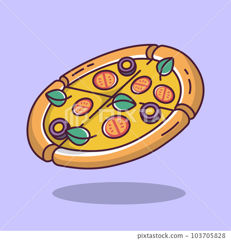 pizza with tomatoes and olives cartoon style illustration vector illustration pizza with tomatoes and olives cartoon style illustration vector illustration 103705828