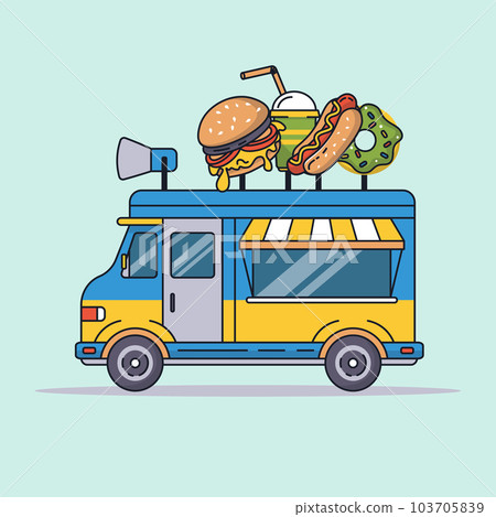 food truck van sells fast food vector illustration food truck van sells fast food vector illustration 103705839
