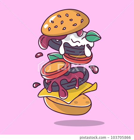 burger ingredients cartoon style illustration vector illustration burger ingredients cartoon style illustration vector illustration 103705866