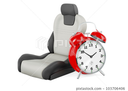 Leather bucket seat with alarm clock, 3D rendering 103706406