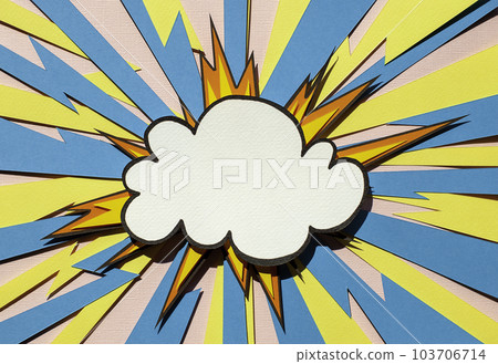 Handmade paper cutout pop art comic background. Cartoon flat style. 103706714