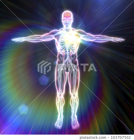 Electrome, the sum total of electrical currents that exist within the human body, conceptual 3D illustration 103707502