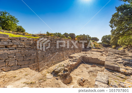 City walls in the ruins of Troy 103707801