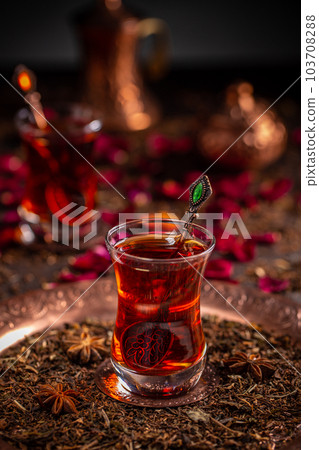 Turkish tea in traditional glass 103708288
