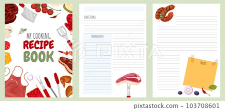 Cookbook template for grilled meat and bbq. 103708601