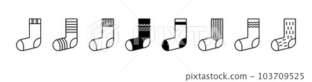 Set of Sock line shapes, thin line design vector illustration Set of Sock line shapes, thin line design vector illustration 103709525