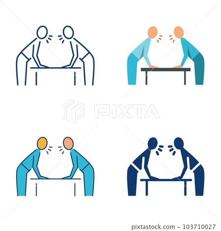 Quarrel icon set in flat and line style Quarrel icon set in flat and line style 103710027