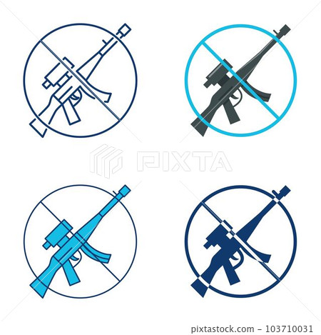 No weapon icon set in flat and line style 103710031