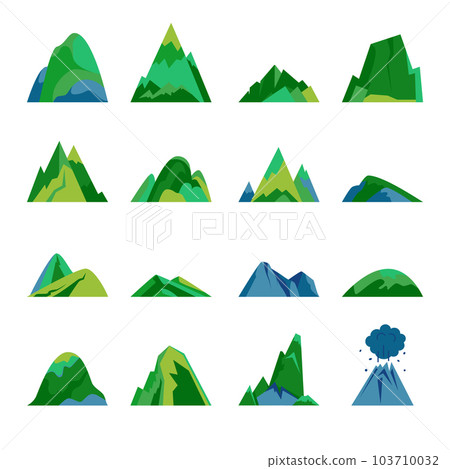 Mountains and hills flat icon set 103710032