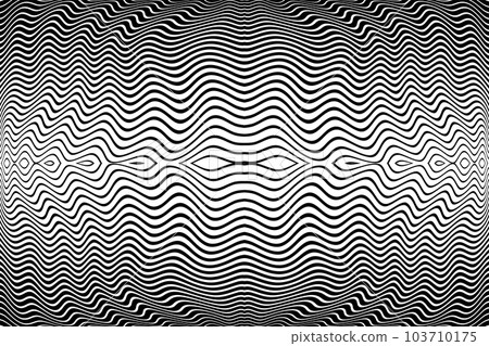Wavy Lines Symmetrical Pattern. Abstract Black and White Striped Texture. Vector Art. Wavy Lines Symmetrical Pattern. Abstract Black and White Striped Texture. Vector Art. 103710175