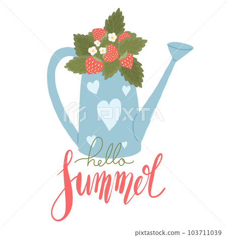 Vector summer card with flat hand drawn... - Stock Illustration ...