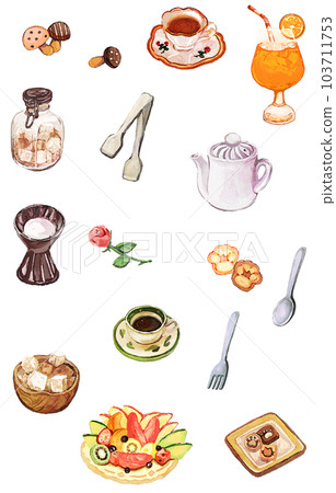 Illustration material of tea time 103711753