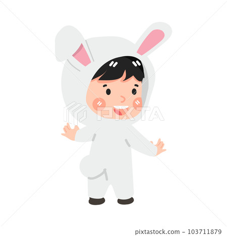 Cute Kid Wearing Animal rabbit costume 103711879