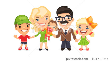 Happy Family in Cartoon Style 103711953