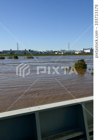 2019 East Japan Typhoon, Overflowing Arakawa River and Sasame Floodgate 103713178