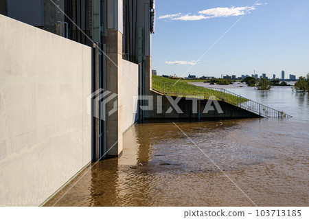 2019 East Japan Typhoon, Overflowing Arakawa River and Sasame Floodgate 2019 East Japan Typhoon, Overflowing Arakawa River and Sasame Floodgate 103713185