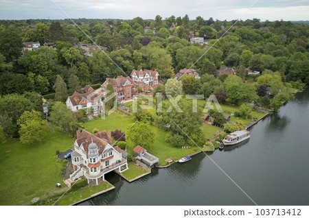 Aerial view across the River Thames to Caversham - United Kingdom Aerial view across the River Thames to Caversham - United Kingdom 103713412
