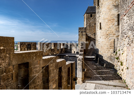 Spectacular Ancient Fortress Of Medieval City Carcassonne In Occitania, France Spectacular Ancient Fortress Of Medieval City Carcassonne In Occitania, France 103713474