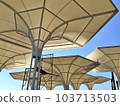 Building structure, a membrane umbrella with a minimalist design to ward off hot weather during the day 103713503
