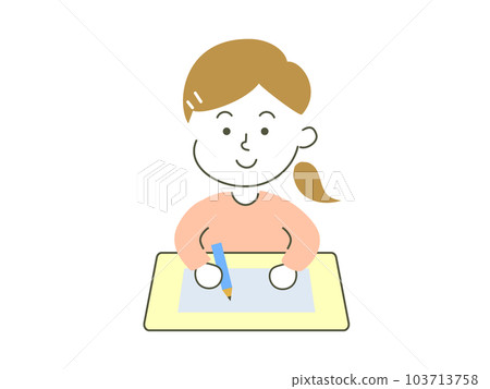 Illustration of a girl studying Illustration of a girl studying 103713758