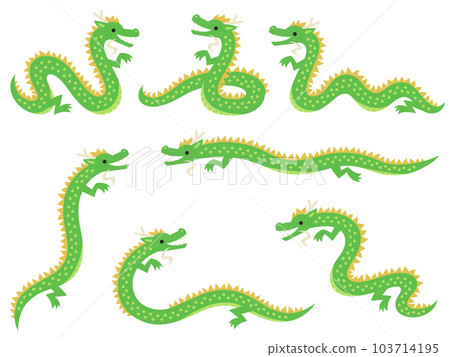 Green dragon illustration set 103714195