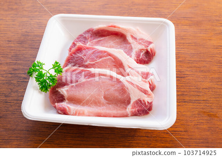 食品托盤中的豬里脊肉 食品托盤中的豬里脊肉 103714925