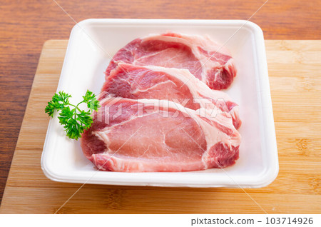 pork loin in food tray 103714926