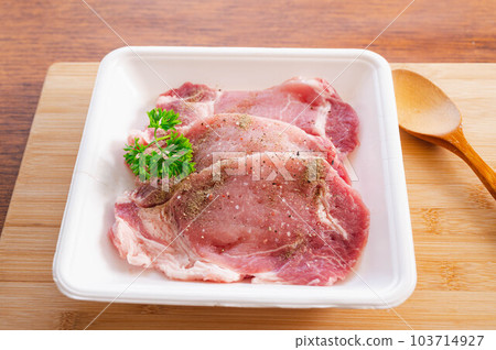 食品托盤中的豬里脊肉 103714927