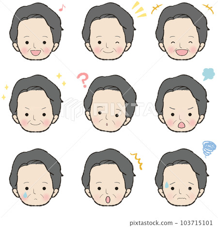 50s male illustration facial expression set 103715101