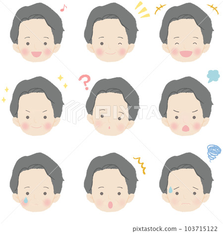 50's male illustration facial expression set soft series 103715122