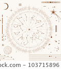 horoscope seamless pattern , esoteric Star constellation, lunar calendar, moon phases cosmic 103715896