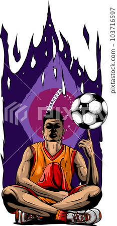 Soccer Player Kicking Ball Vector. Football Player Vector Illustration 103716597