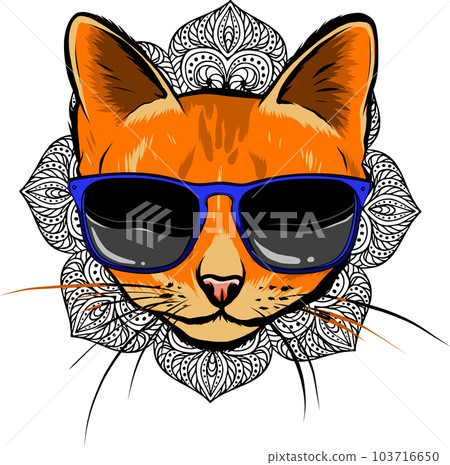 hand draw of cat head vector illustration design 103716650