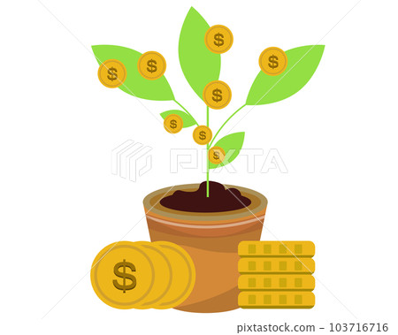 money tree. US dollar, foreign currency, savings, investment, business, business growth. vector illustration 103716716