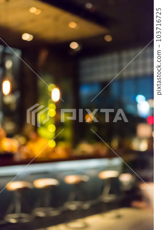 Blurred image bokeh of Seating inside the restaurant, bar counter Blurred image bokeh of Seating inside the restaurant, bar counter 103716725