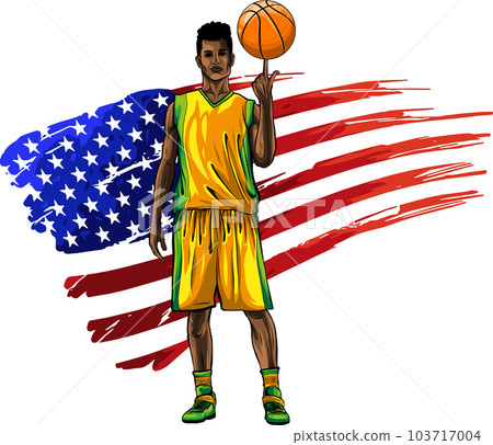vector basketball player, ball on white background vector basketball player, ball on white background 103717004