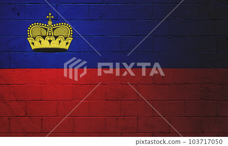 Flag of Liechtenstein painted on a wall 103717050