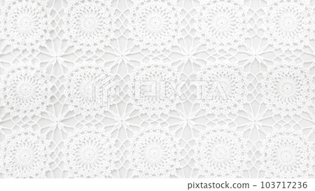 Retro cute white lace background - close up of lace knitted cloth 103717236