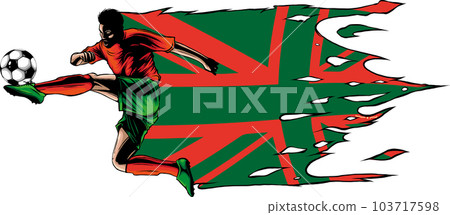 Soccer Player Kicking Ball Vector. Football Player Vector Illustration Soccer Player Kicking Ball Vector. Football Player Vector Illustration 103717598