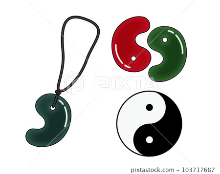 簡單的勾玉和項鍊的插圖集（帶主線） 103717687