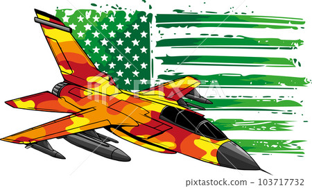 Vector illustration of Cartoon Military Jet Fighter Plane. Vector illustration of Cartoon Military Jet Fighter Plane. 103717732